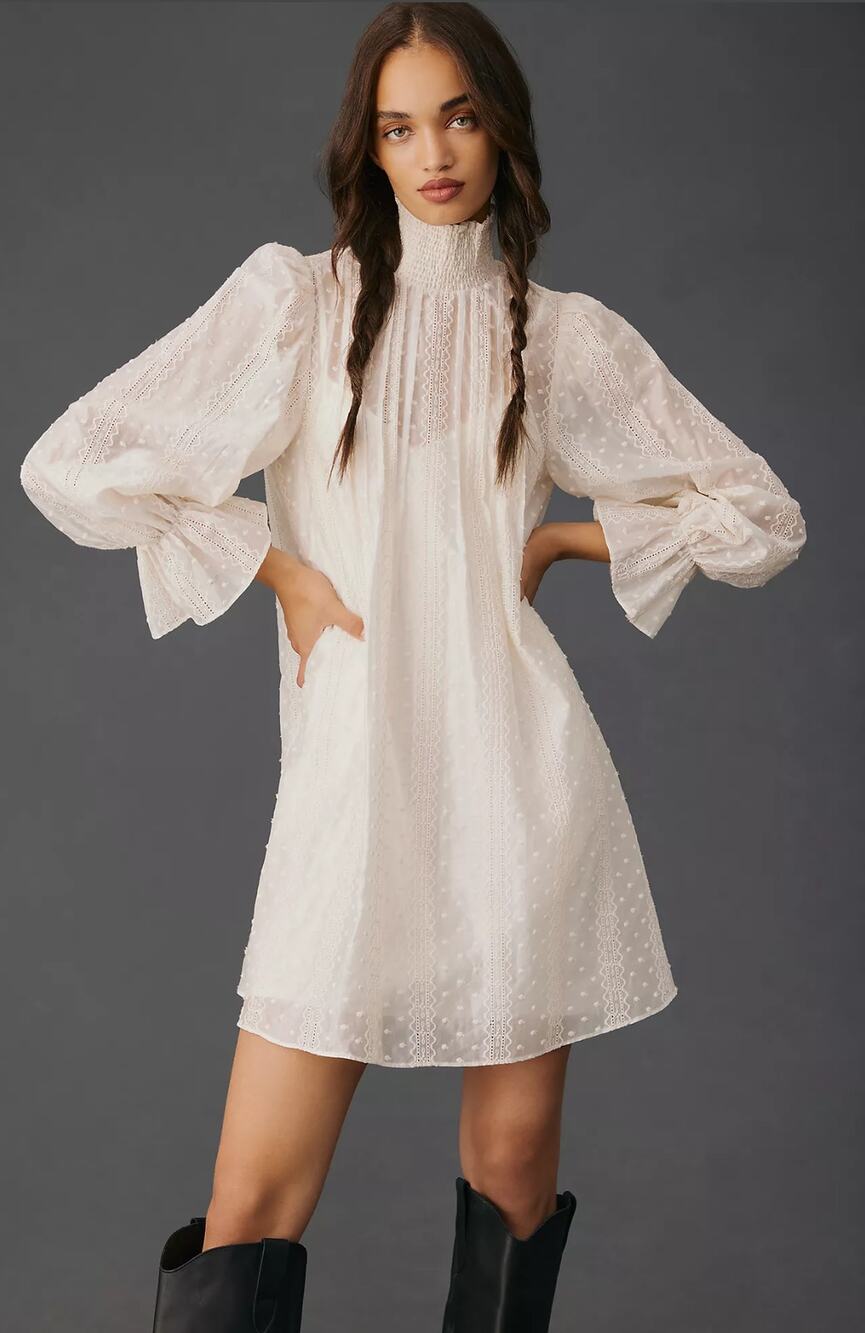 English Factory Semi-Sheer Mini Dress - New Small